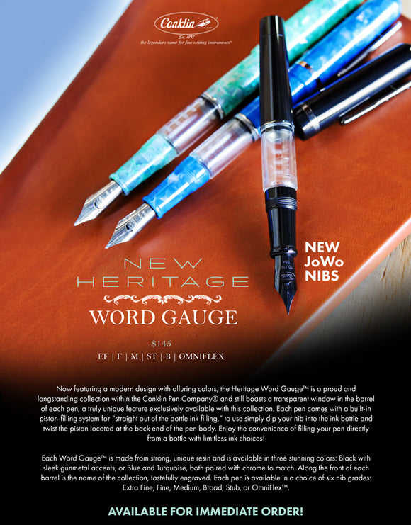 Conklin Word Gauge Heritage Collection - Premium New Pen/Product Specials! from vendor-unknown - Just $125! Shop now at Federalist Pens and Paper