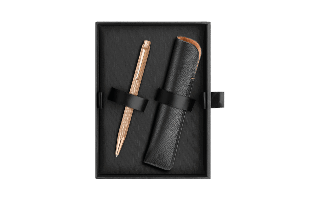 Caran d'Ache Ecridor Venetian Rose Gold Ballpoint Pen and Leather