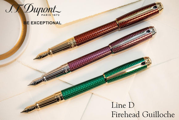 S.T. Dupont Line D Large Firehead Guilloche FP/RB Collection!