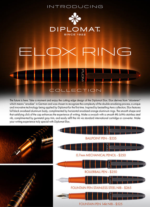(New!) Diplomat Elox Ring BP/MP/RB Pens - Premium New Pen Brands: from vendor-unknown - Just $196! Shop now at Federalist Pens and Paper