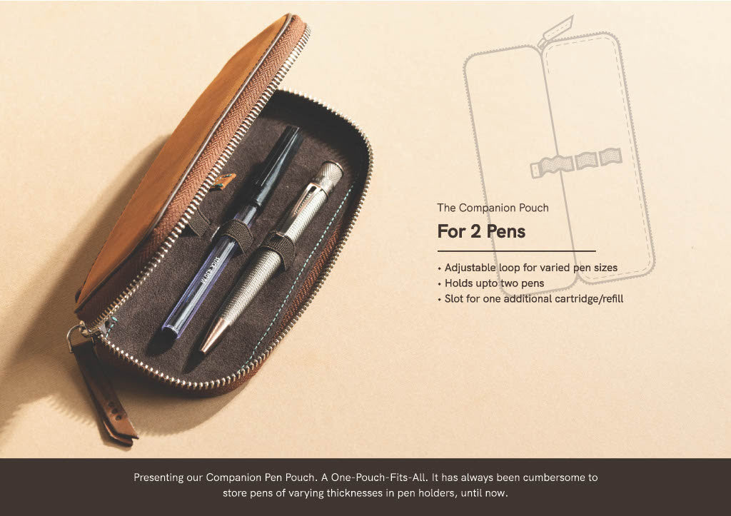 Endless Pens Companion 3 Pen Adjustable Pen Pouch - Brown